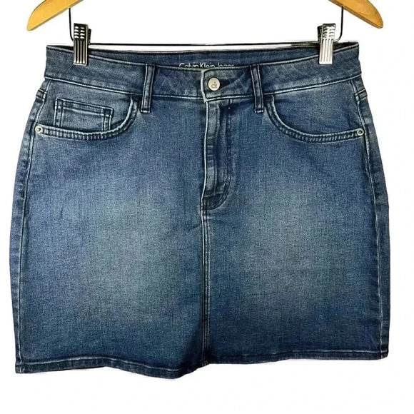 Calvin Klein Denim Mini Skirt Size 10 - Picture 1 of 5